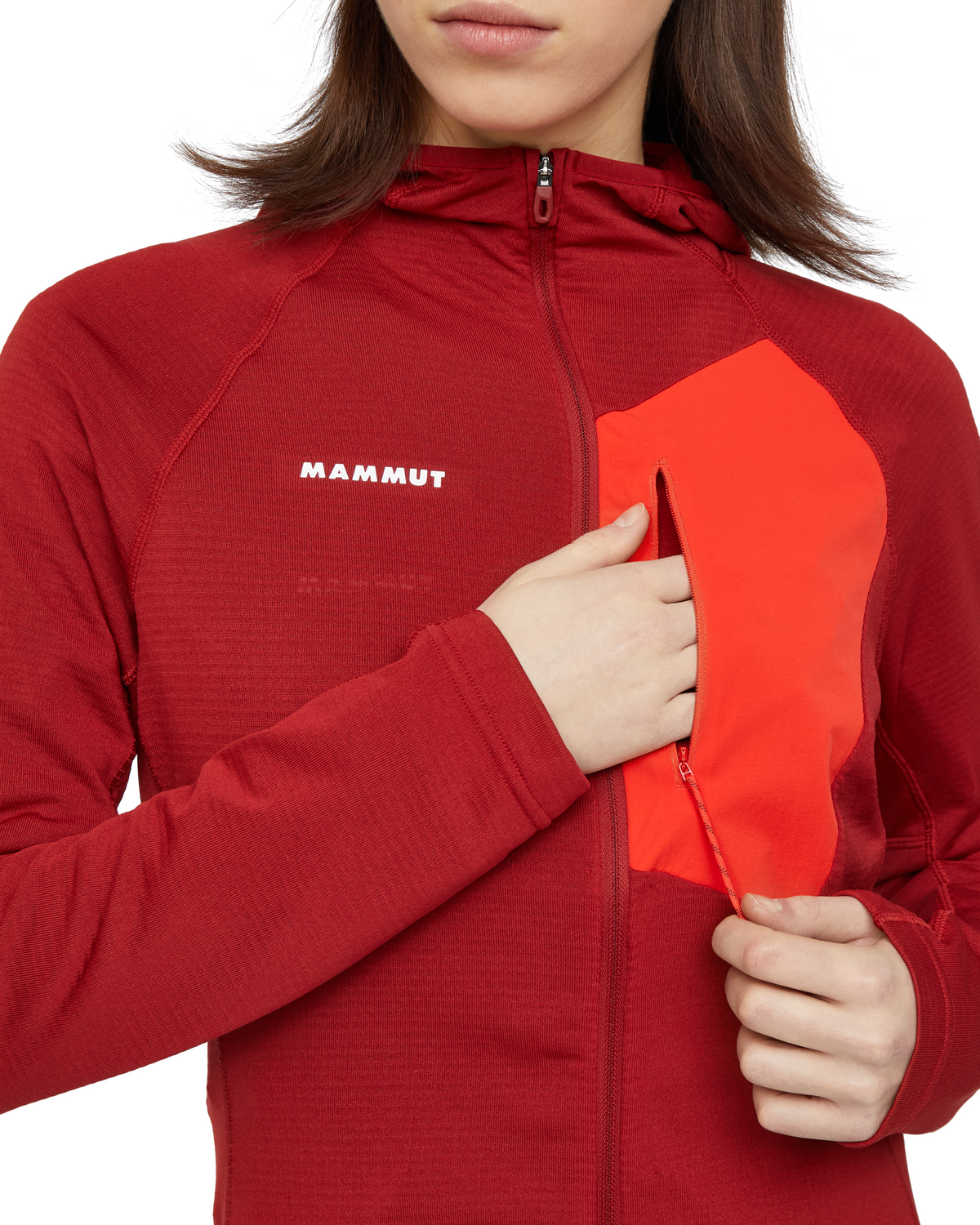 Women’s Aenergy Light ML Hooded Jacket – Dark Mammut Red / Mammut Red