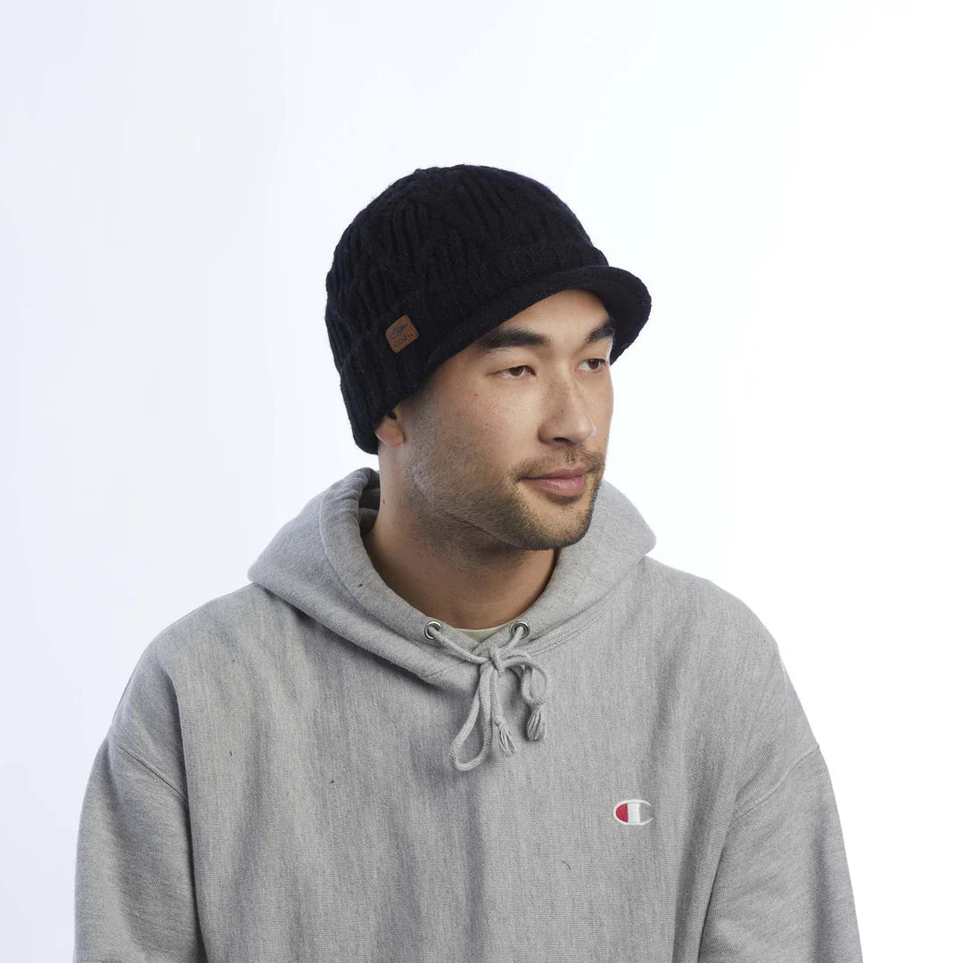 The Yukon Brim Cable Knit Wool Beanie