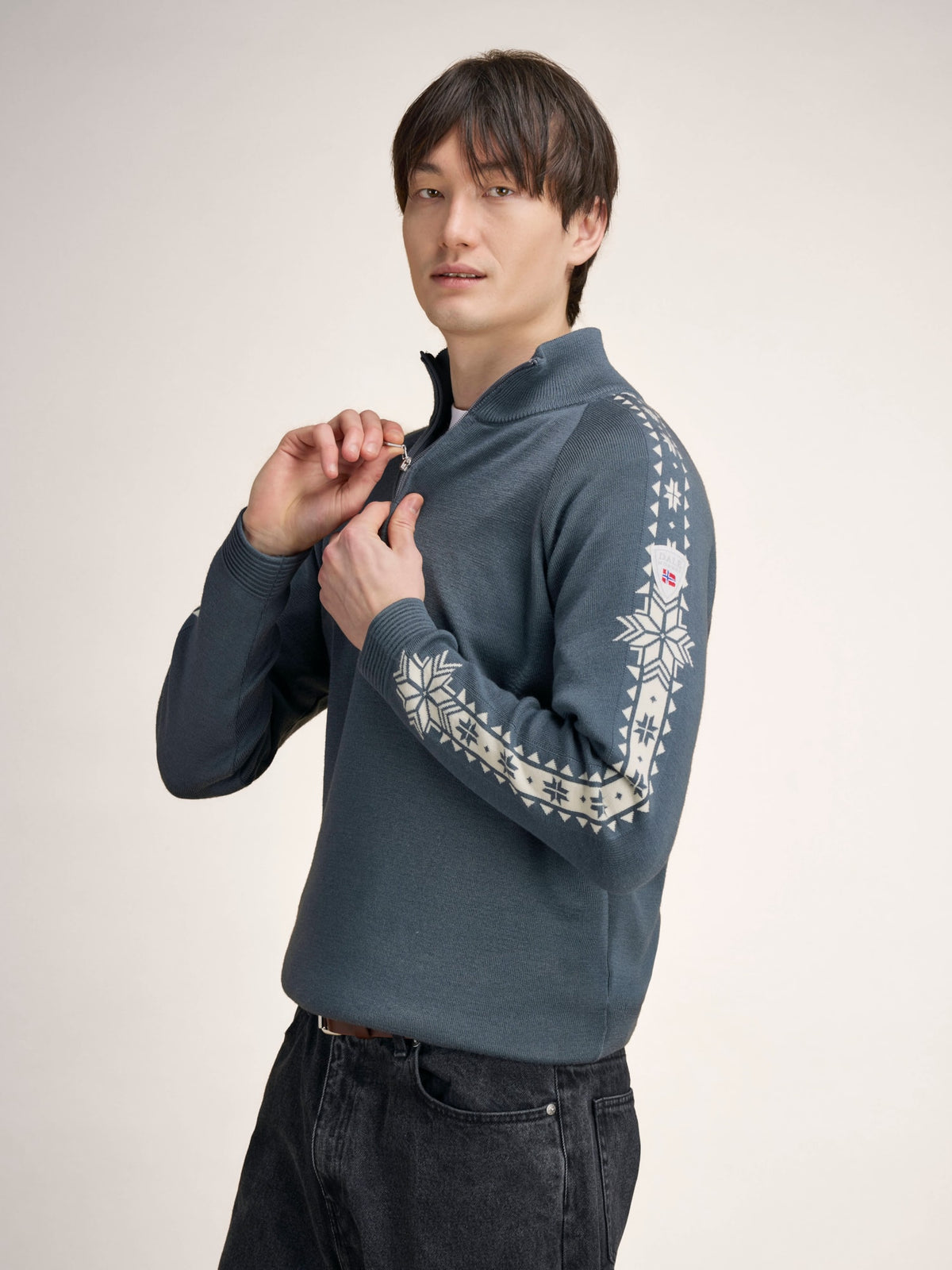 Men’s Geilo Sweater – Steel Offwhite