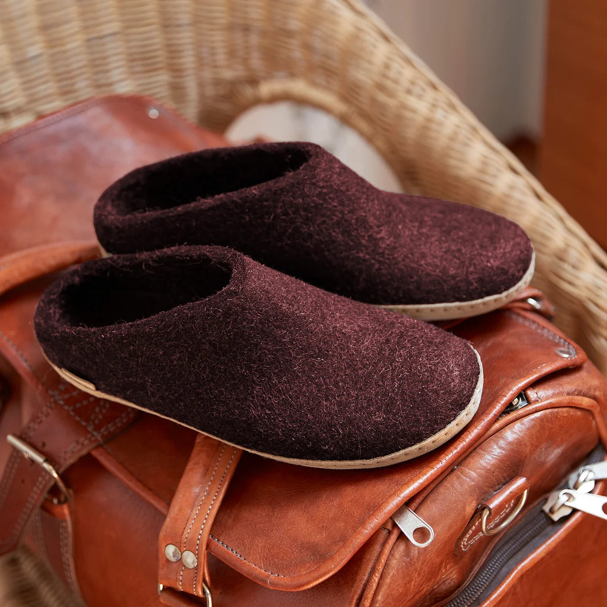Leather Sole Slip-On Slippers