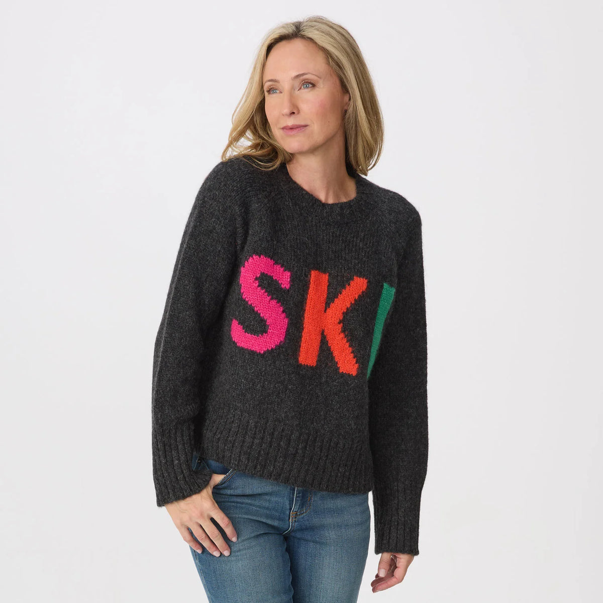 Women’s Ski Crew Neck – Heather Black