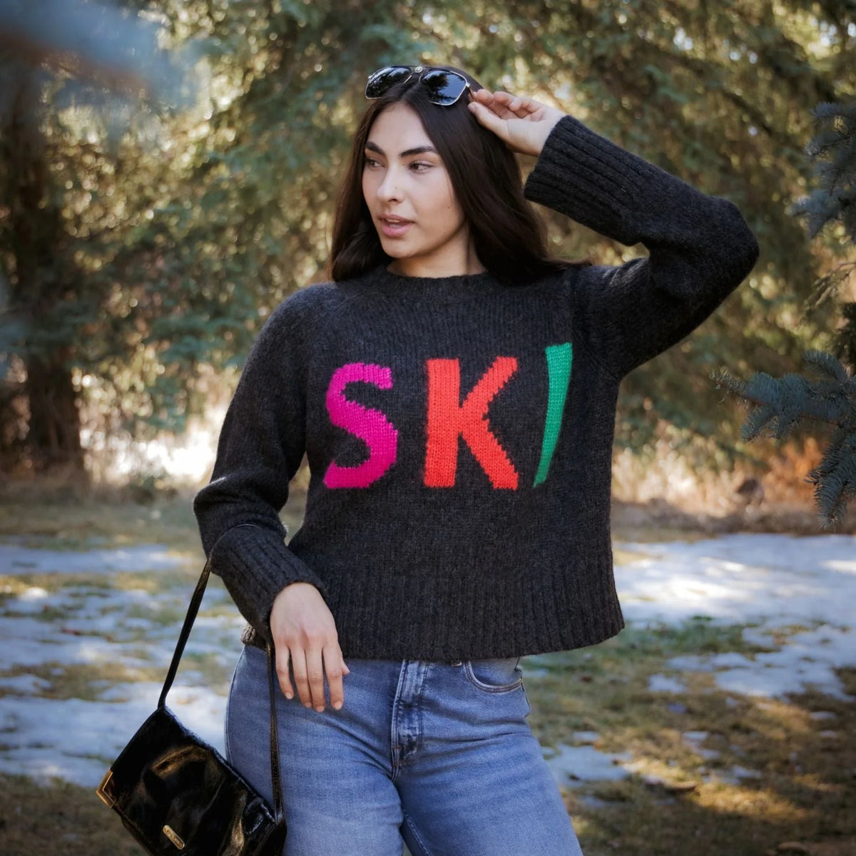 Women’s Ski Crew Neck – Heather Black