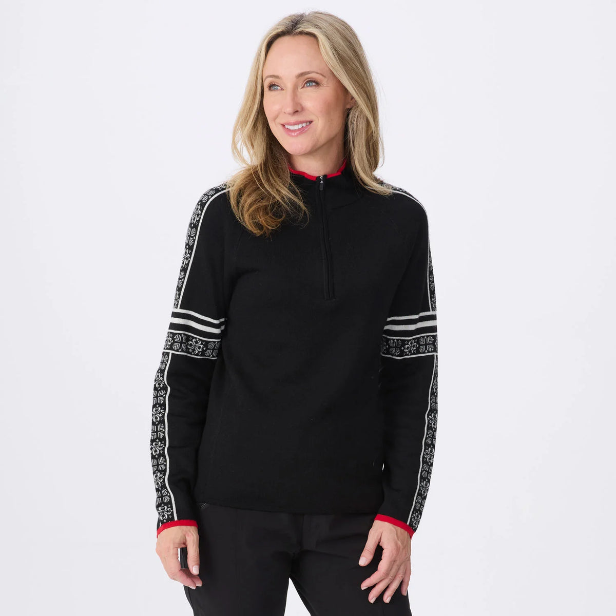Women’s Glacier Zip Neck Sweater – Black