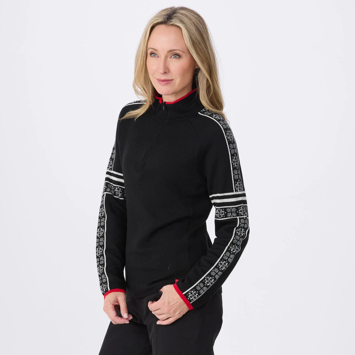 Women’s Glacier Zip Neck Sweater – Black