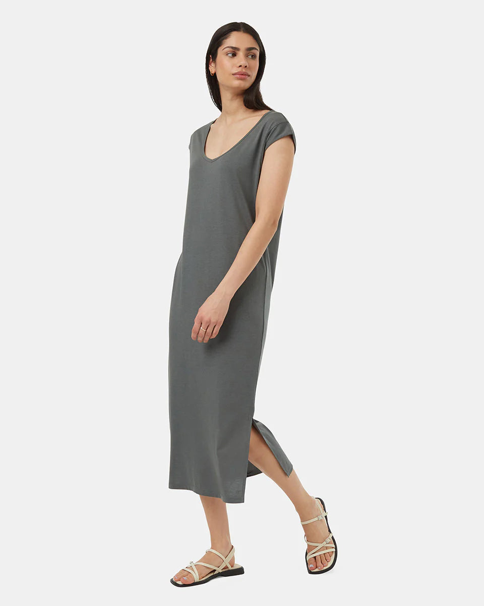 Green-Relaxed-V-Neck-Cap-Sleeve-Midi-Length-Dress-TCW5706-3180_4.webp