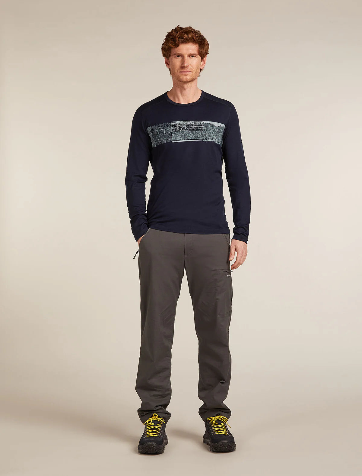 Men's Merino 200 Oasis Long Sleeve Crewe Thermal Top Elevation Line