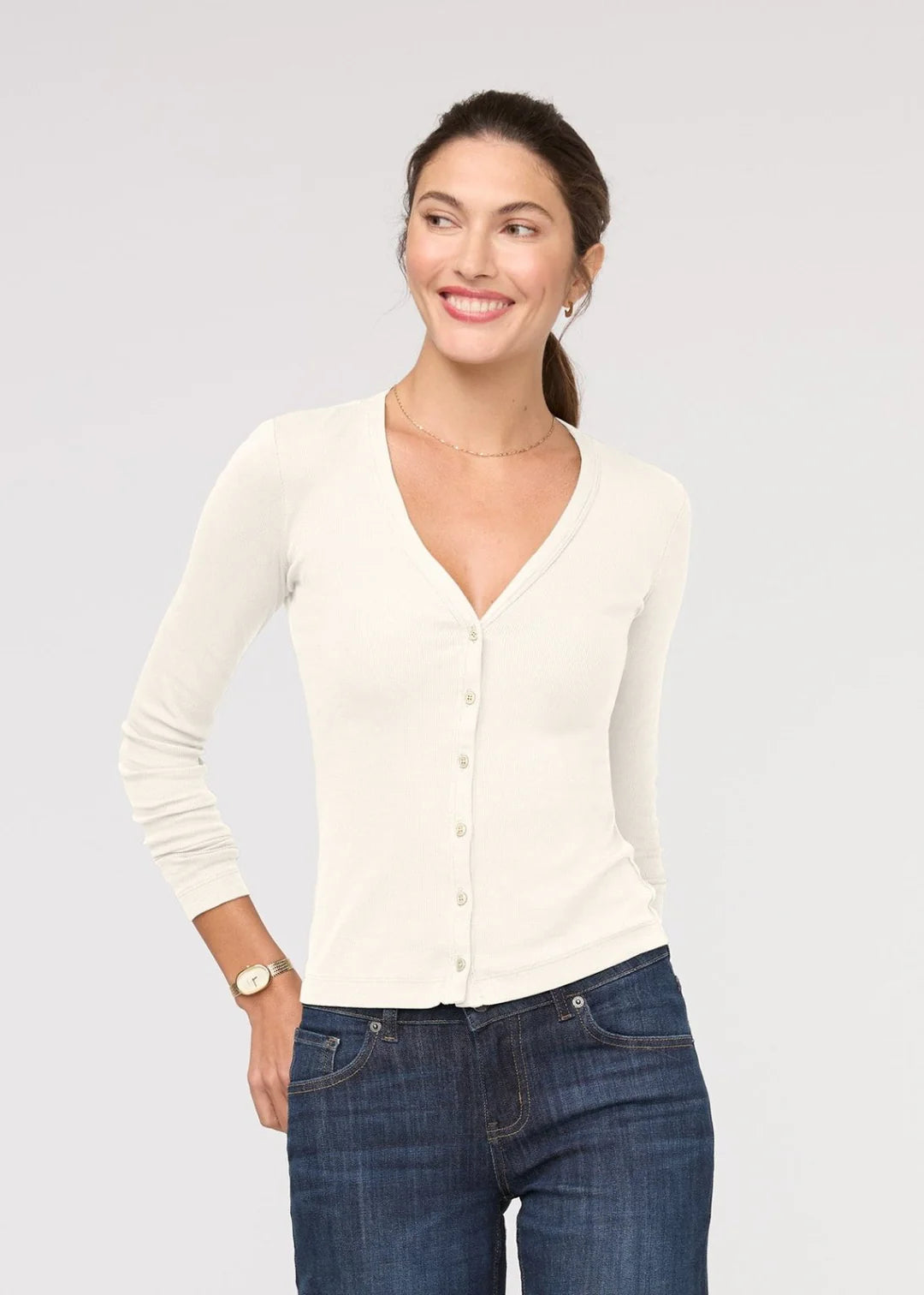 Women's Ribbed Pima Fitted Button Down