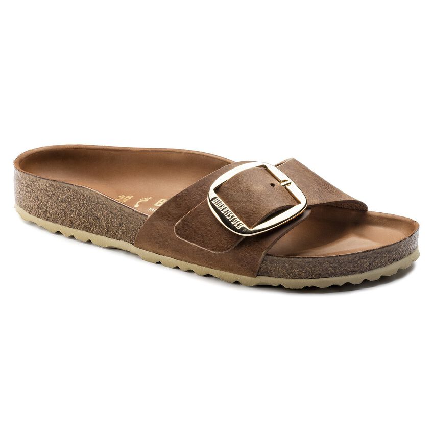 Madrid Big Buckle Oiled Leather Sandals