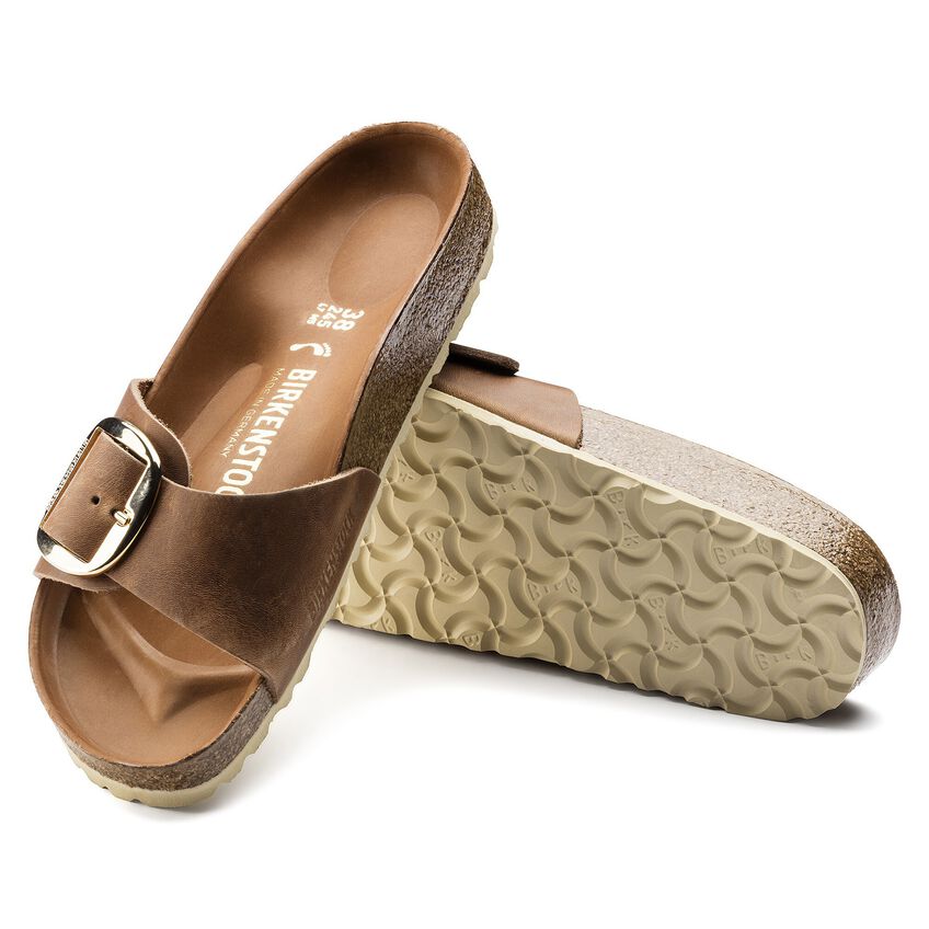 Madrid Big Buckle Oiled Leather Sandals