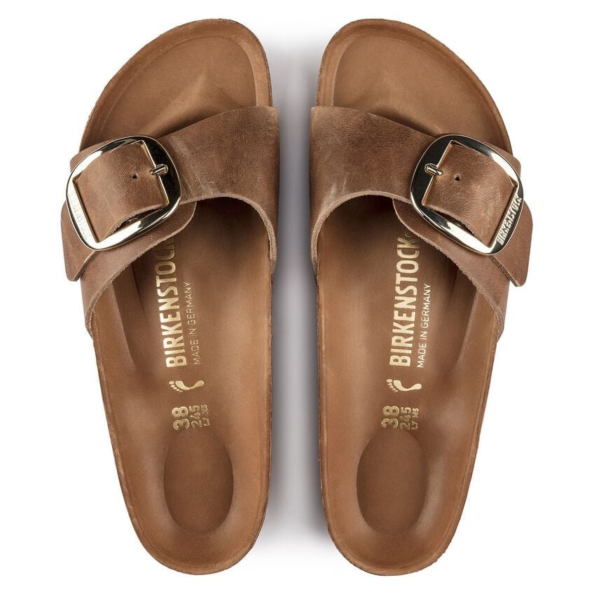 Madrid Big Buckle Oiled Leather Sandals
