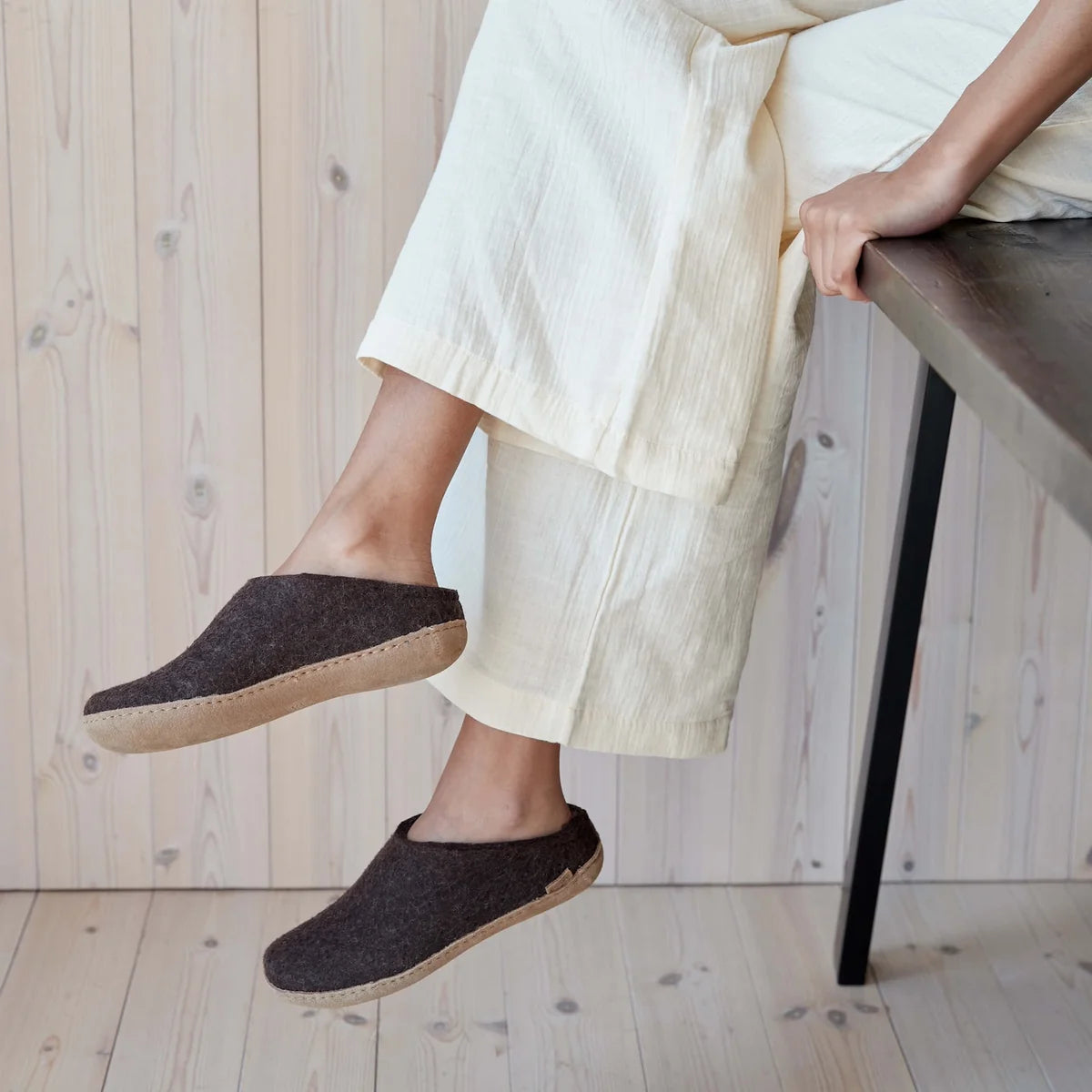Leather Sole Slip-On Slippers