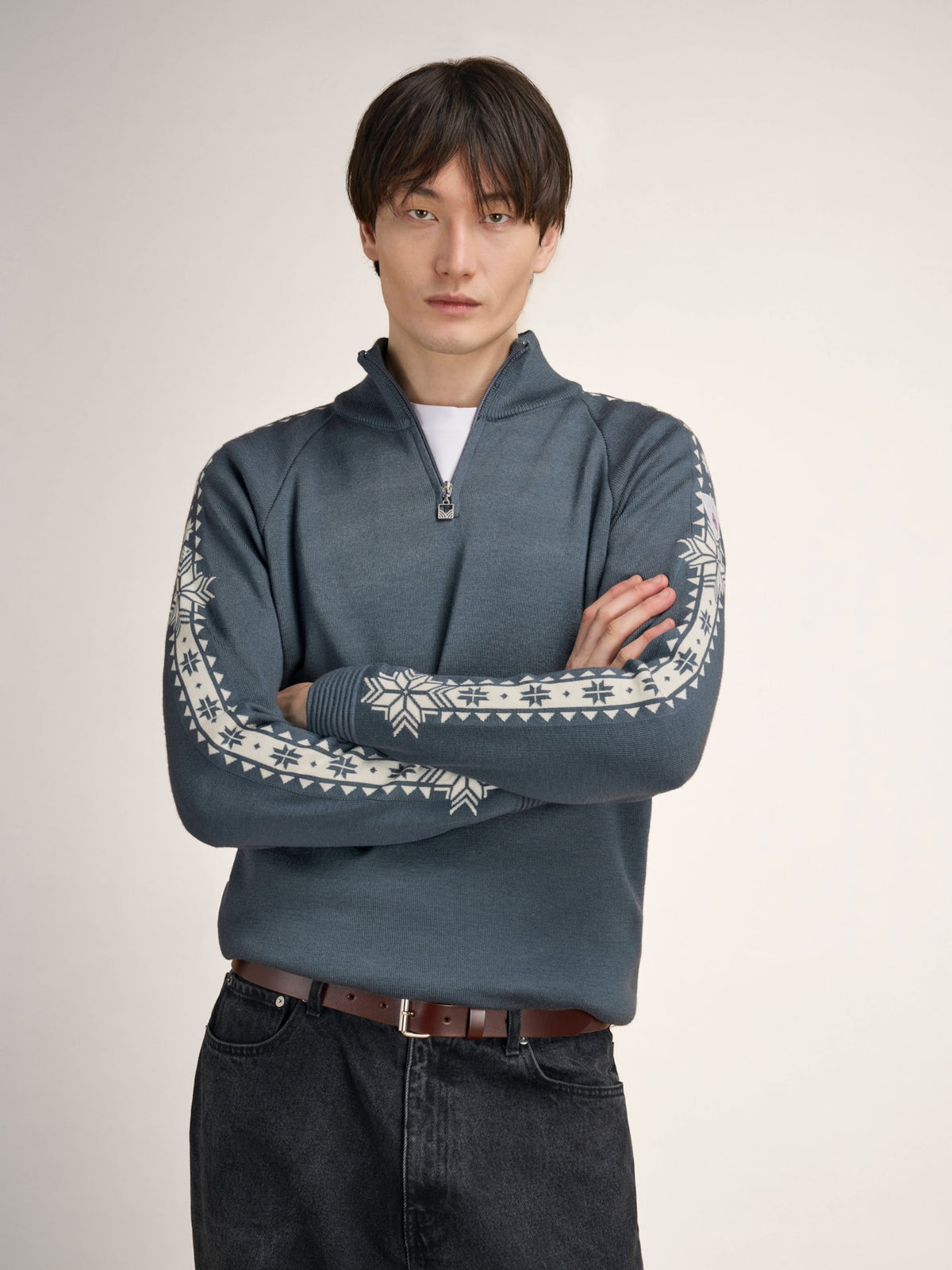 Men’s Geilo Sweater – Steel Offwhite