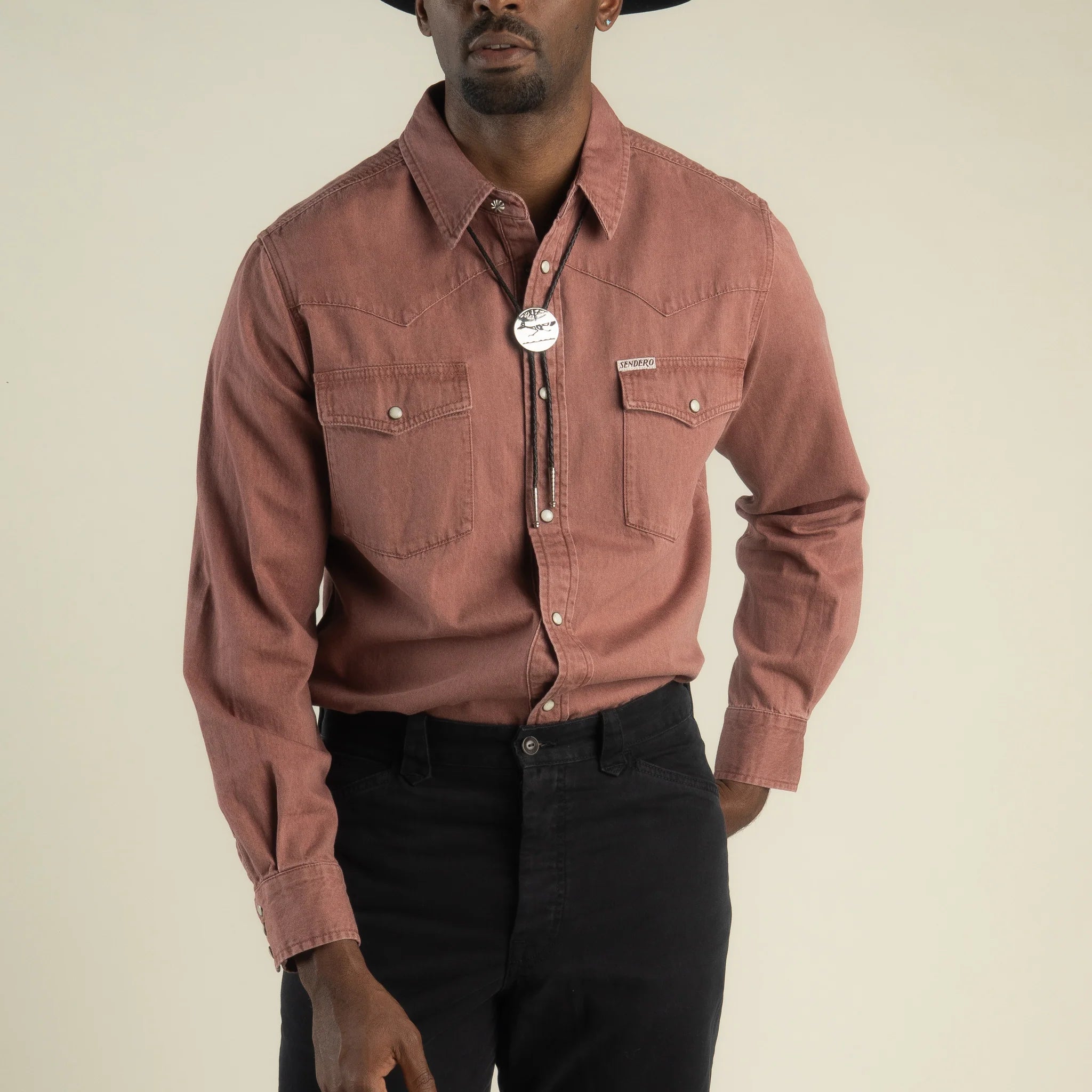 The Wyatt Pearl Snap Long Sleeve Denim Shirt