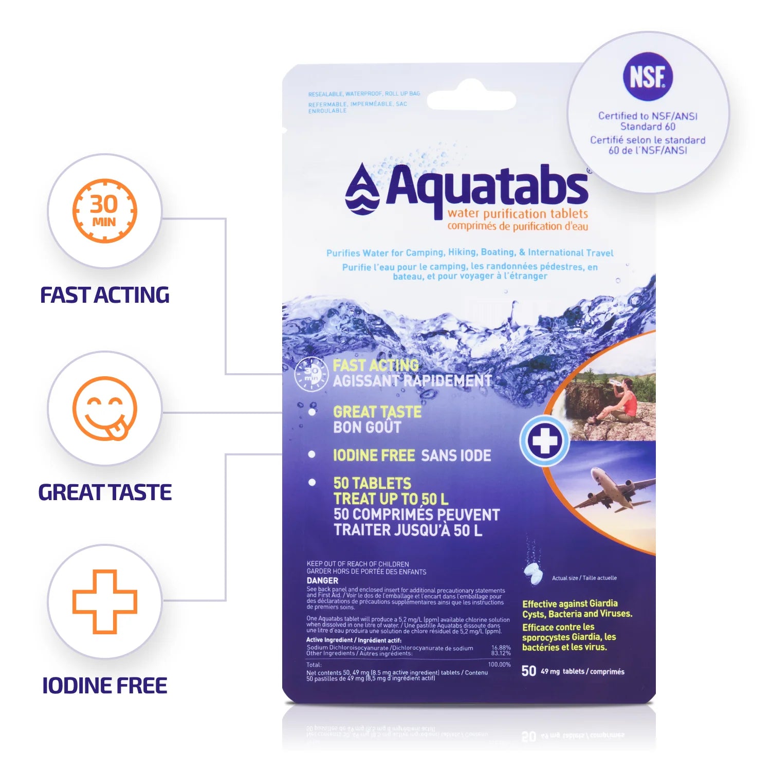 Aquatabs Water Purification Tablets 1L | 50 Pack