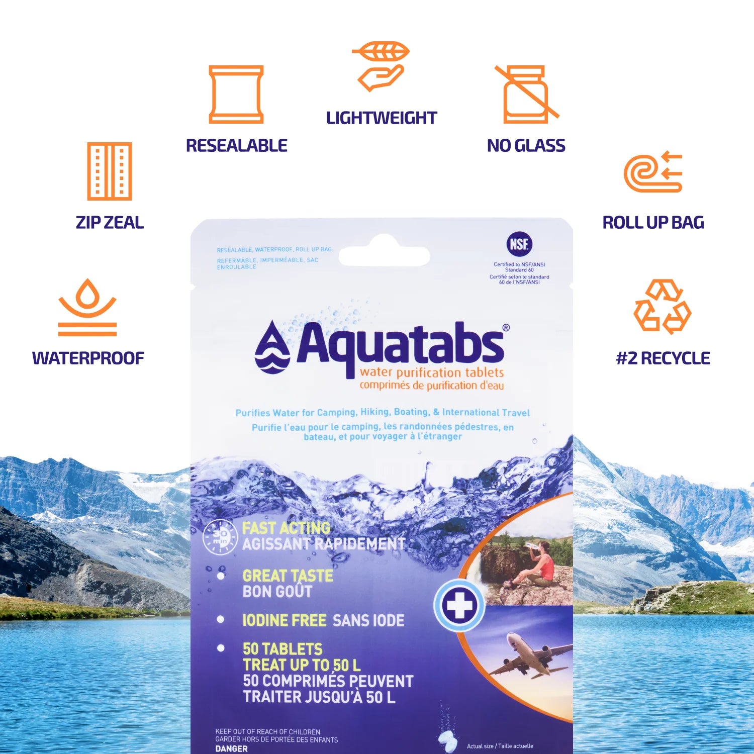 Aquatabs Water Purification Tablets 1L | 50 Pack