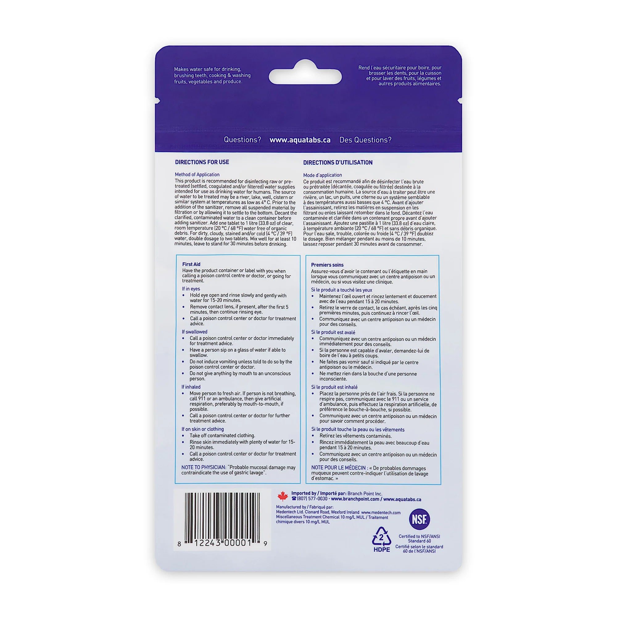 Aquatabs Water Purification Tablets 1L | 50 Pack