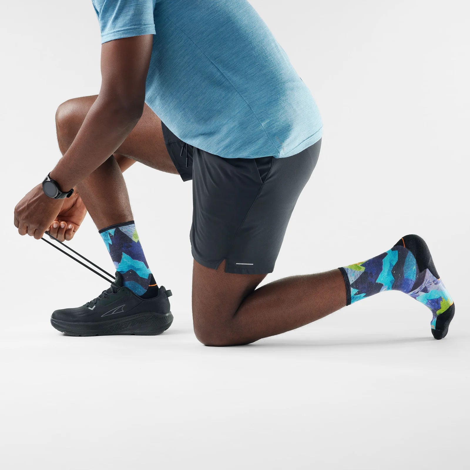 Trail Run Summit Sector Print Crew Socks Targeted Cushion