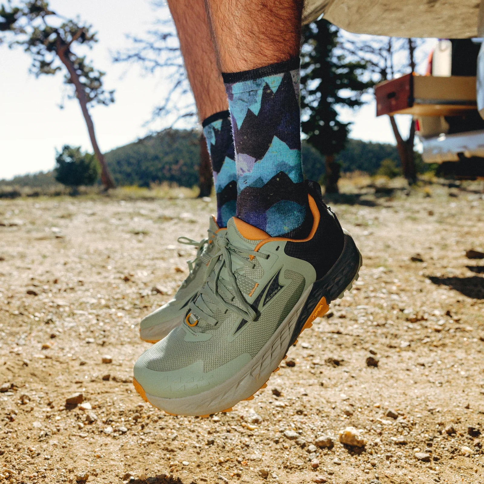 Trail Run Summit Sector Print Crew Socks Targeted Cushion
