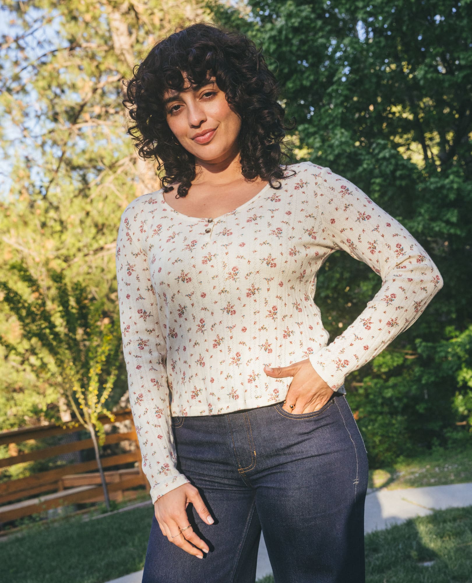 Women’s Foothill Pointelle Henley Tee product image