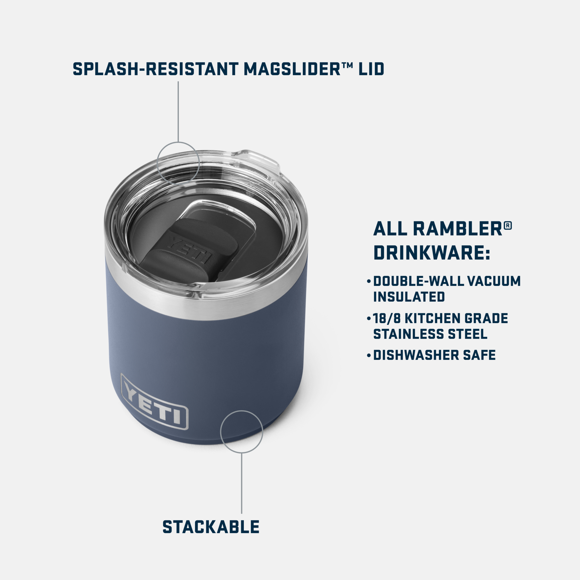 Rambler 10oz Stackable Lowball w/ MagSlider Lid