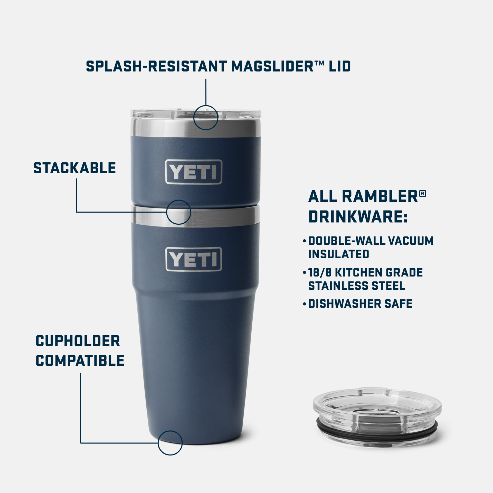 Yeti Rambler 20oz Stackable Cup w/ Magslider Lid