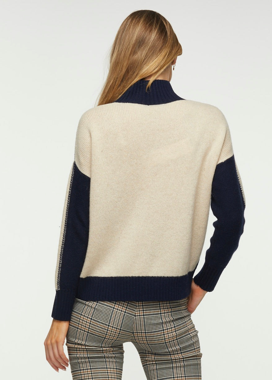 Women's Color Block Turtleneck Sweater