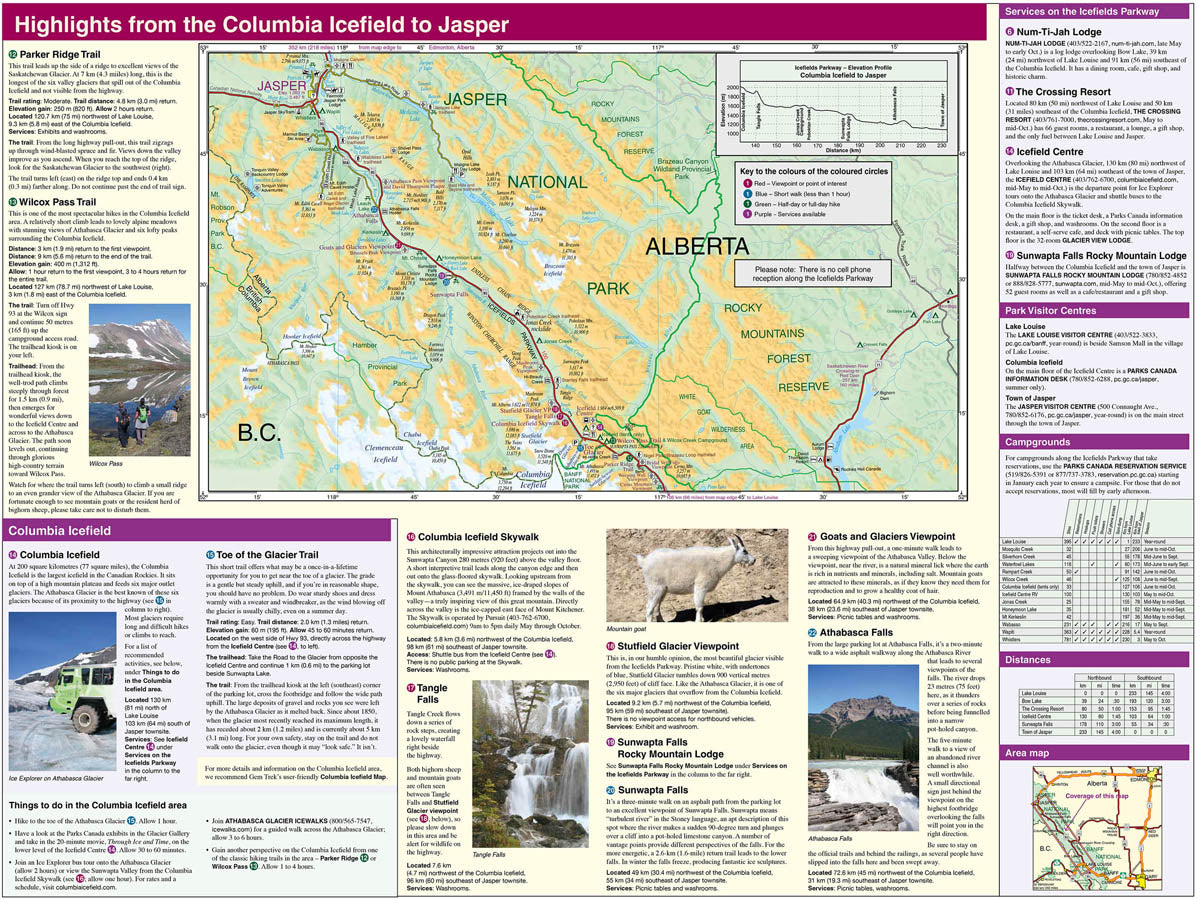 Icefields Parkway Map