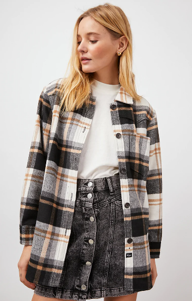 Rails Women's Tripp Shirt Jacket. Ivory Black